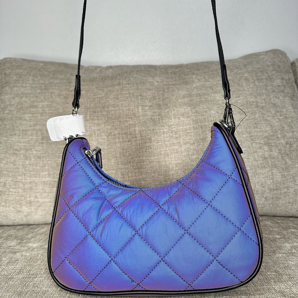INC International Concepts Iridescent Blue Quilted Shoulder Bag